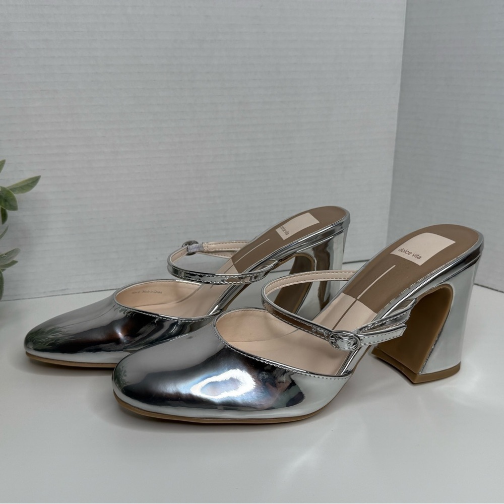 Dolce Vita Women’s Bienne Heels in Silver Stella Size 8 Metallic Streetwear Boho - Picture 4 of 16
